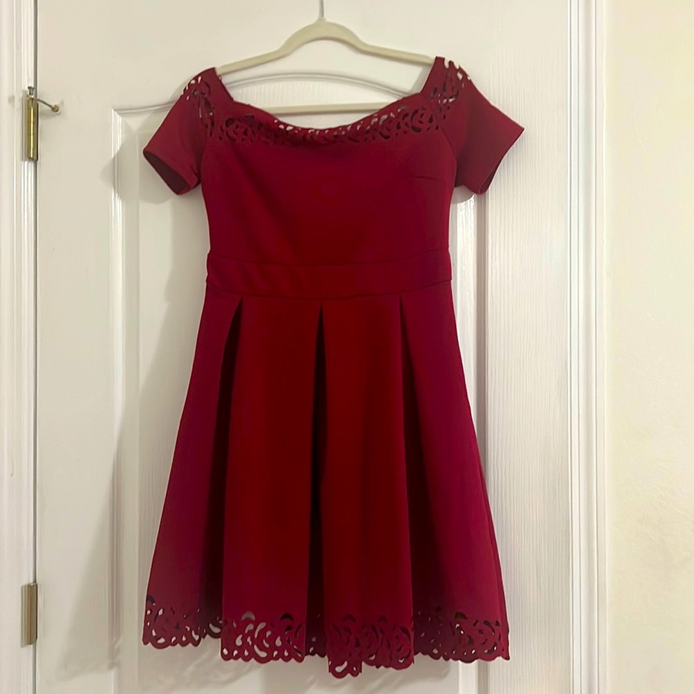 Size 8,  burgundy dress, good condition, slightly used, no smoking home